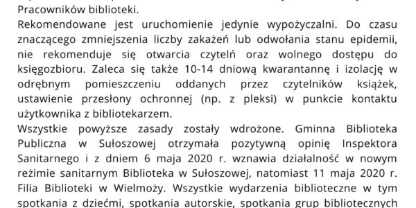 Komunikat otwarcie bibliotek Komunikat otwarcie bibliotek